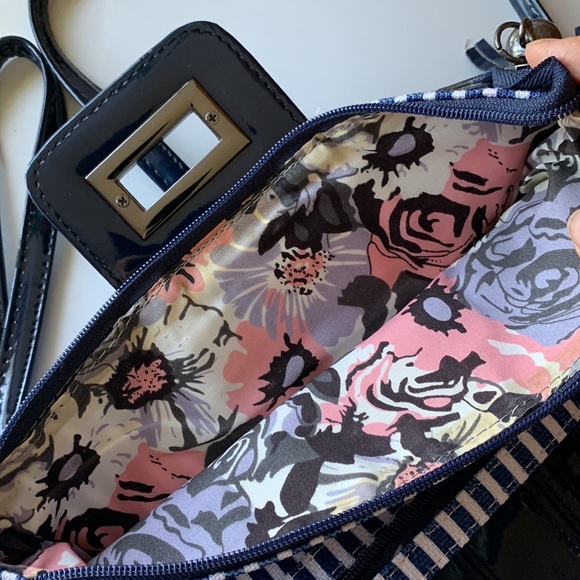 Navy Blue and White Striped Crossbody Bag - Picture 5 of 8